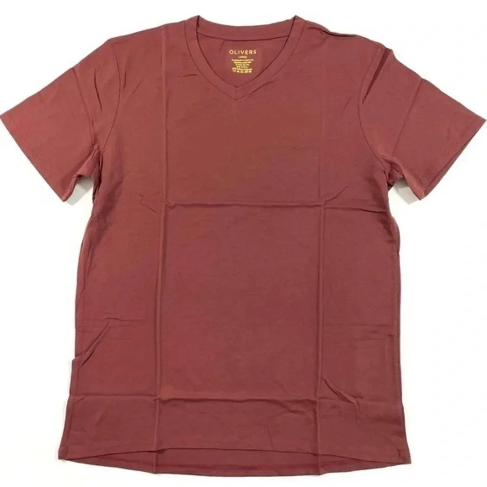 NWOT Olivers Club V Neck Tee Shirt Burnt Red Large